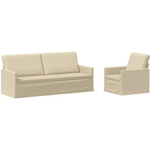 vidaXL Ensemble de Canapés 2 pcs Crème Tissu – 320197 – image 1