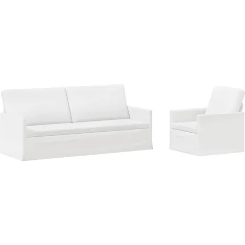 vidaXL Ensemble de Canapés 2 pcs Blanc Tissu – 320227 – image 1