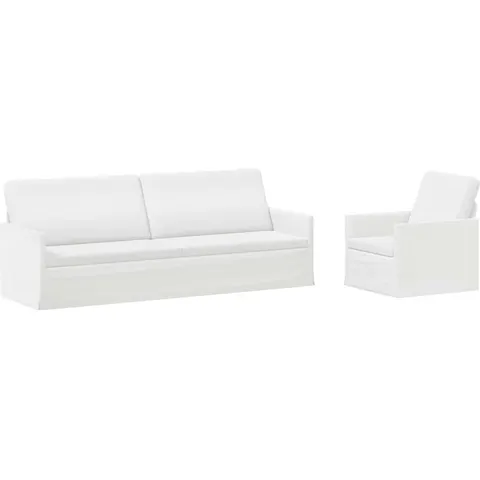 vidaXL Ensemble de Canapés 2 pcs Blanc Tissu – image 1