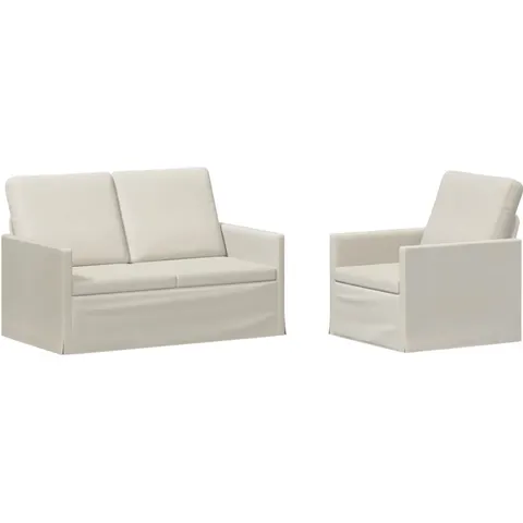 vidaXL Ensemble de Canapés 2 pcs Crème Velours (V) – 320487 – image 1