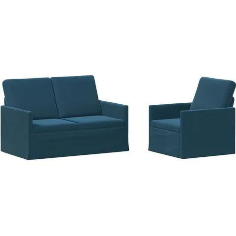 vidaXL Ensemble de Canapés 2 pcs Bleu Velours (V) – 320494 – image 1