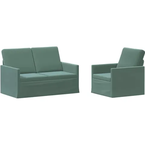 vidaXL Ensemble de Canapés 2 pcs Vert Mer Velours (V) – 320517 – image 1