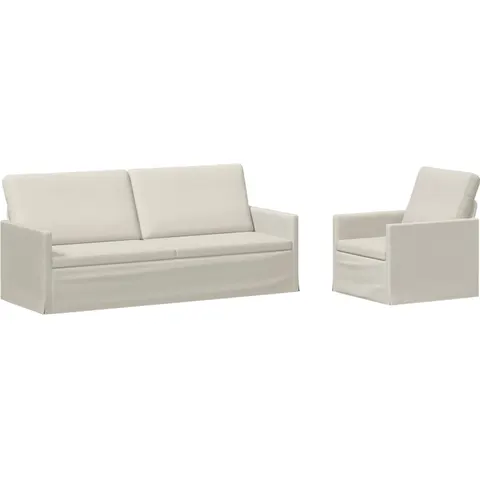 vidaXL Ensemble de Canapés 2 pcs Crème Velours (V) – 320746 – image 1