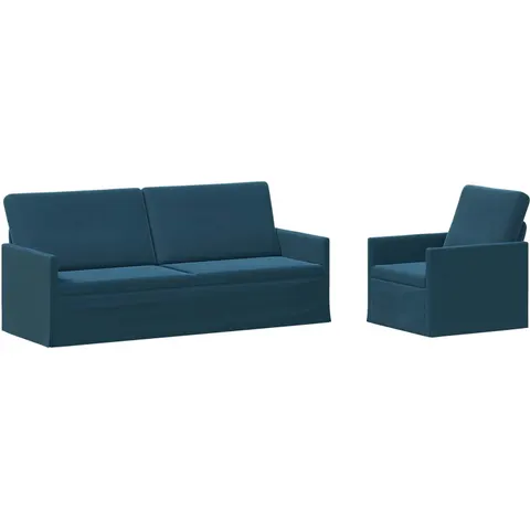 vidaXL Ensemble de Canapés 2 pcs Bleu Velours (V) – 320753 – image 1
