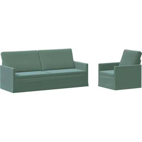 vidaXL Ensemble de Canapés 2 pcs Vert Mer Velours (V) – 320777 – image 1