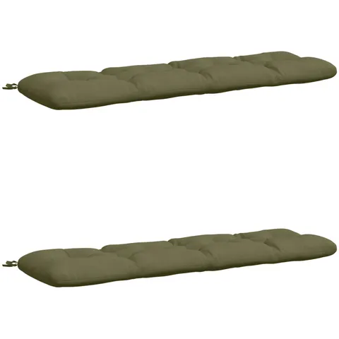 vidaXL Coussins de Banc VIANEN 2 pc 100 % polyester Vert olive – 495222 – image 1