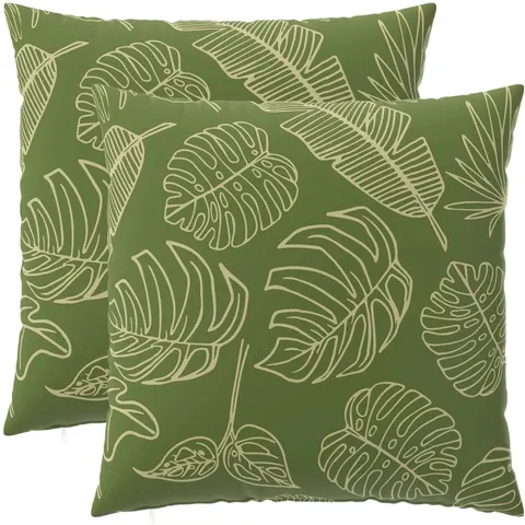 vidaXL Coussin 2 pc HEERLEN Modèle feuille 80 x 80 cm Polyester – image 1
