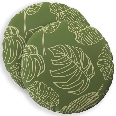 vidaXL Coussin 2 pc HEERLEN Modèle feuille Ø 30 cm Polyester – image 1