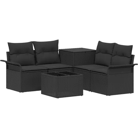 vidaXL Ensemble de Canapés 6 pc 4 place Noir – 867141 – image 1