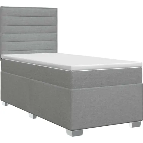 vidaXL Lit boxspring avec matelas Gris clair Simple Tissu – 959334 – image 1