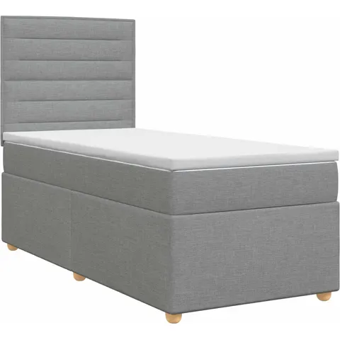 vidaXL Lit boxspring avec matelas Gris clair Simple Tissu – 964109 – image 1