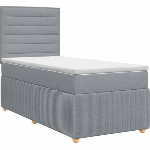 vidaXL Lit boxspring avec matelas Gris clair Simple Tissu – 971183 – image 1