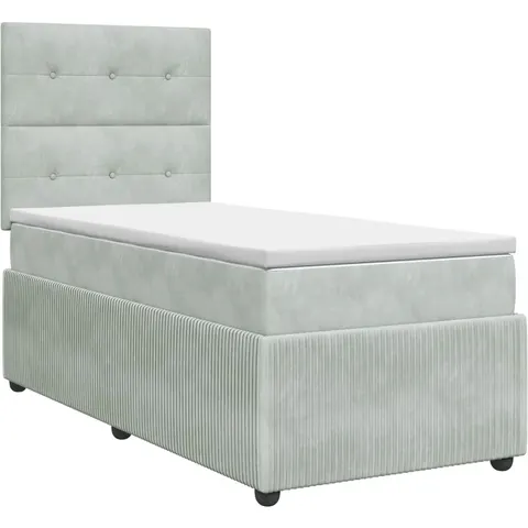 vidaXL Lit boxspring avec matelas Gris clair Simple Velours – 971442 – image 1