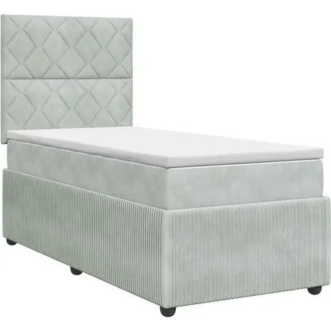 vidaXL Lit boxspring avec matelas Gris clair Simple Velours – 971466 – image 1
