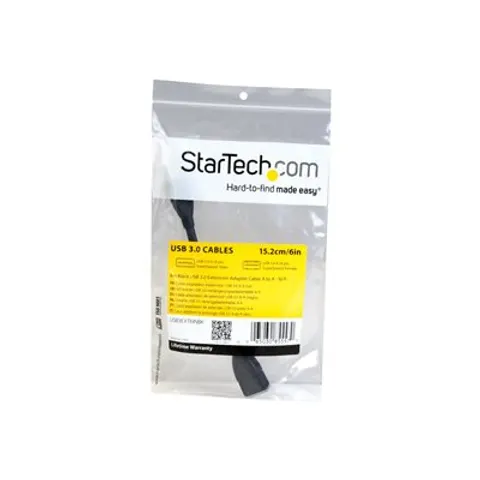 STARTECH 15cm USB 3.0 Extension Cable – Schwarz – Bild 1