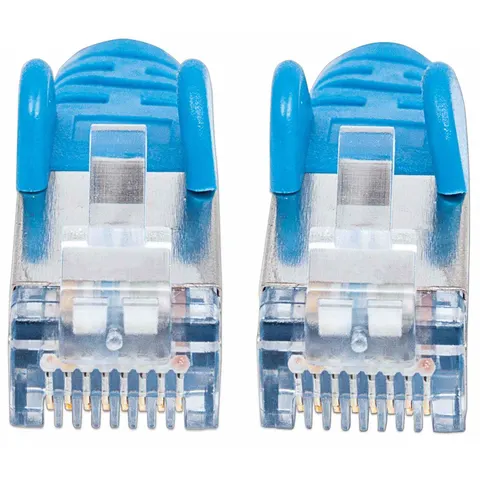 INTELLINET Patchkabel Cat6a-Stecker/Cat7-Rohkabel 0,5m blau – Bild 1