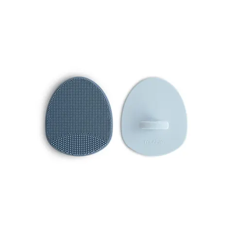 Mushie Cradle Cap Brush 2-Pack - Tradewinds/Periwinkle – afbeelding 1