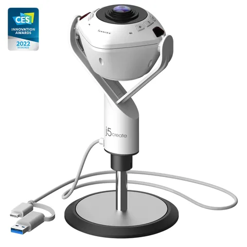 j5create JVU368 360° AI-Powered Webcam with Speakerphone – image 1
