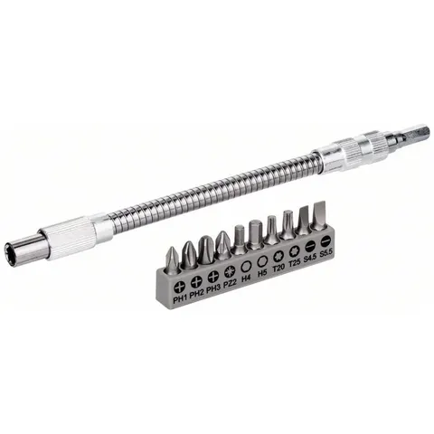 Bosch bitset 11-delig met flexibele metalen verlenging 200 mm - 2608522376 – afbeelding 1