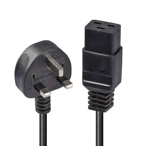 Lindy 2m UK 3 Pin Plug to IEC C19 Power Cable. Black – image 1