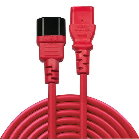 Lindy 1m IEC Extension Cable Red – image 1