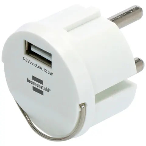 Stopcontactadapter Brennenstuhl USB A 2.4A wit – afbeelding 1