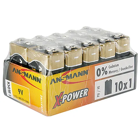 ANSMANN Alkaline Batterie , X-Power, ,9V E-Block, 10er Display – Bild 1