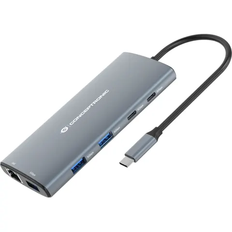 CONCEPTRONIC 10-1 Dock USB-C->HDMI/2xUSB-C/3xUSB-A/+ 20cm gr – Bild 1