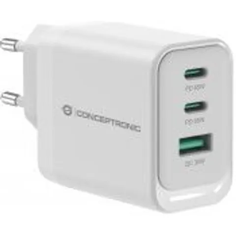CONCEPTRONIC Ladegerät 3Port GaN 2xUSB-C/1xA 65WPD3.0/PPS ws – Bild 1