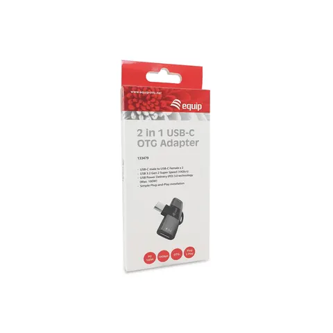 Equip Adapter USB-C->2xUSB-C 10Gbps PD 100W Alu. – Bild 1
