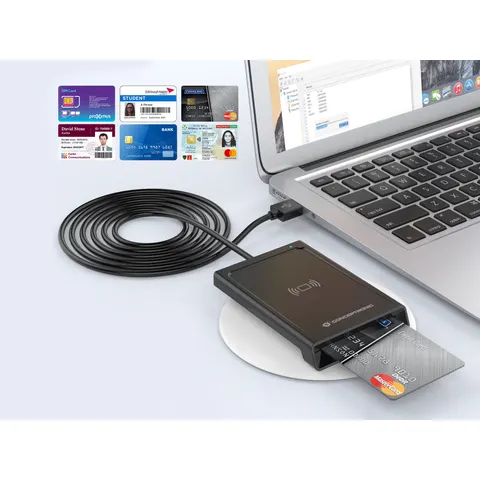 CONCEPTRONIC Dual-Interf. Smart-ID Kartenleser USB-A schwarz – Bild 1