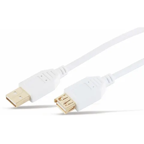 USB naar USB verlengkabel - USB2.0 - tot 2A / wit - 3 meter – afbeelding 1