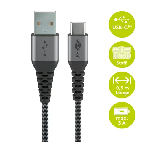goobay Kabel 49295 0.5 m – Grau – Bild 1