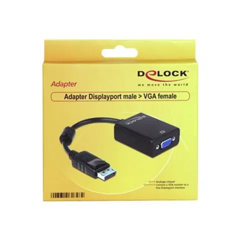 DeLOCK Adapter DisplayPort zu VGA – Schwarz – Bild 1