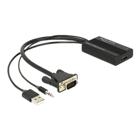 Delock VGA zu HDMI Adapter mit Audio – Schwarz – Bild 1