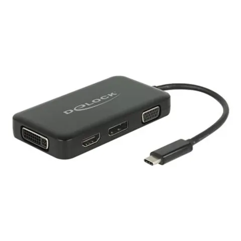 DELOCK Adapter USB Type-C > VGA/HDMI/DVI – Schwarz – Bild 1
