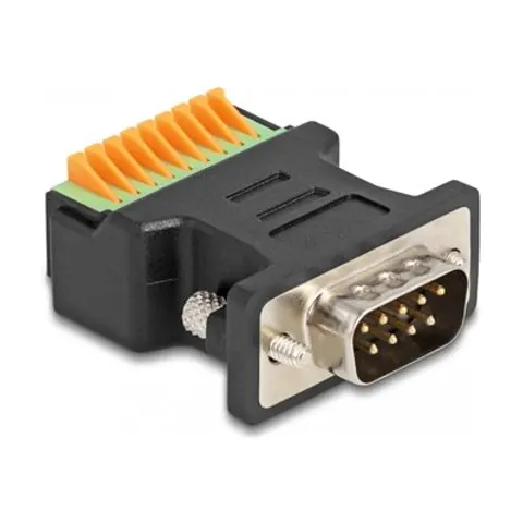 DELOCK D-Sub 9 St > Terminalblock Adapter mit Drucktaster – Bild 1