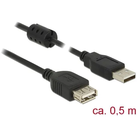 DELOCK USB Verl. A -> A St/Bu 0.50m schwarz – Bild 1