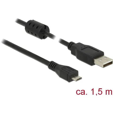 DELOCK USB Kabel A -> Micro-B St/St 1.50m schwarz – Bild 1