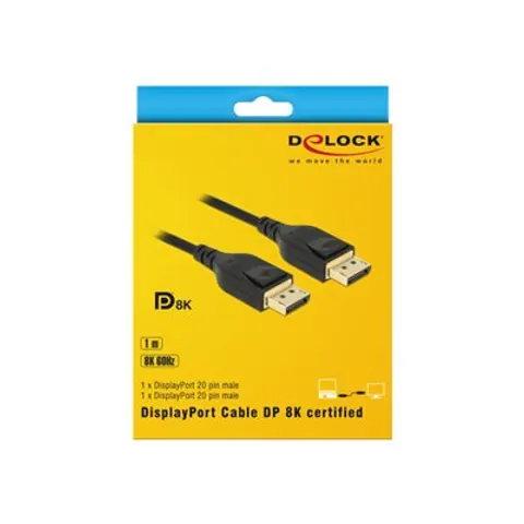 Delock DisplayPort Kabel 8K, 60Hz, 1m – Schwarz – Bild 1
