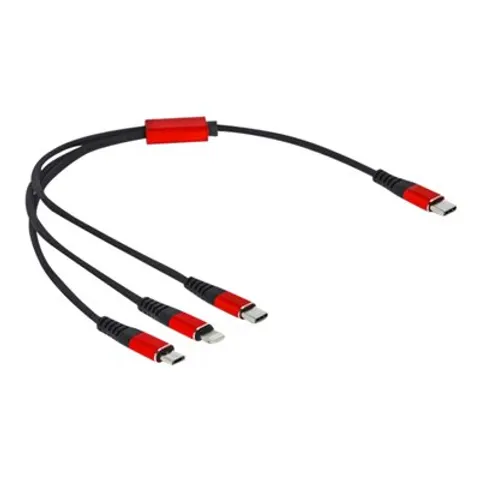 DELOCK USB Ladekabel 3in1 USB Typ-C 30cm – Schwarz – Bild 1