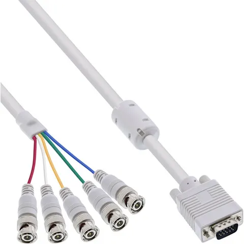 VGA (m) - 5x BNC (m) videokabel / beige - 5 meter – afbeelding 1