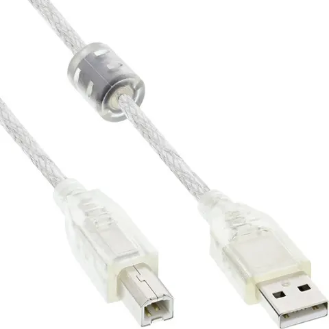 USB naar USB-B kabel - USB2.0 - tot 2A / transparant - 2 meter – 021024 – afbeelding 1