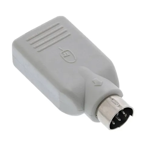 Mini DIN 6-pins PS/2 (m) - USB-A (v) adapter / beige – afbeelding 1