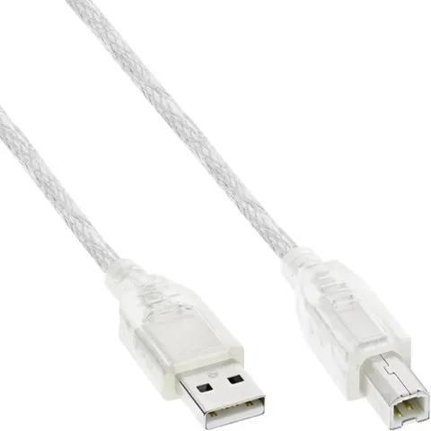 InLine® USB 2.0 Kabel, A an B, transparent, 10m – Bild 1