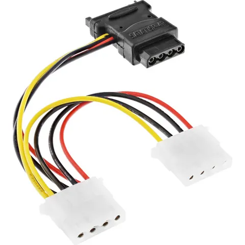 InLine SATA (m) - 3x Molex (v) adapter - 0,15 meter – afbeelding 1