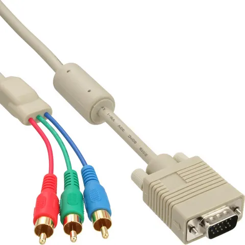 InLine 17202 video kabel adapter 2 m VGA (D-Sub) RCA Multi kleuren – afbeelding 1