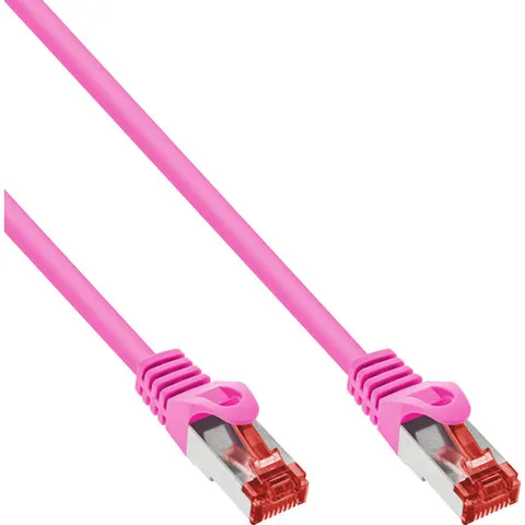 InLine® Patchkabel, S/FTP (PiMf), Cat.6, 250 MHz, PVC, koper, roze, 3m – afbeelding 1