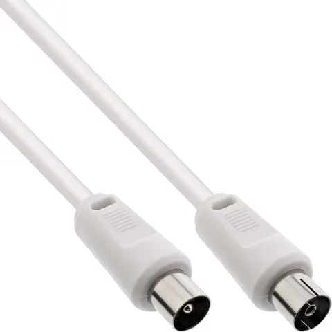 InLine® Antennekabel, 2x afgeschermd, >75dB, wit, 2m – afbeelding 1