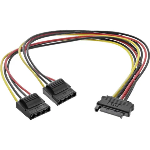 SATA (m) - 2x Molex (v) splitter - 0,30 meter – afbeelding 1